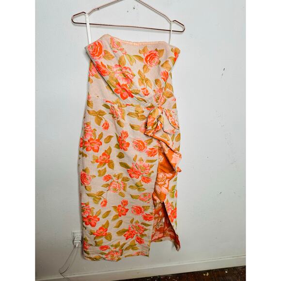 SHOSHANNA Multicolor Floral Cotton Blend Statement Bow Tie Merlin Dress Size 12 - Picture 2 of 16